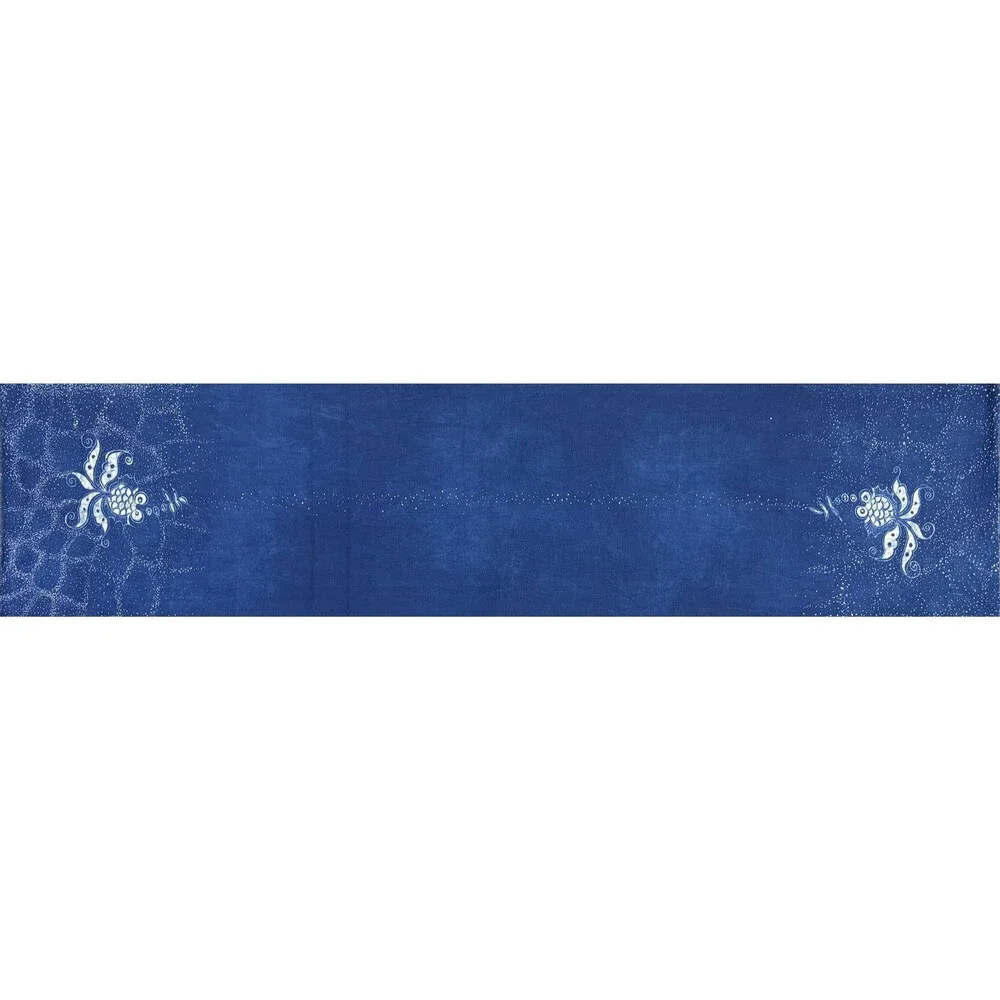 Indigo Batik Goldfish Table Runner | Handmade Cotton Dining Table Decor